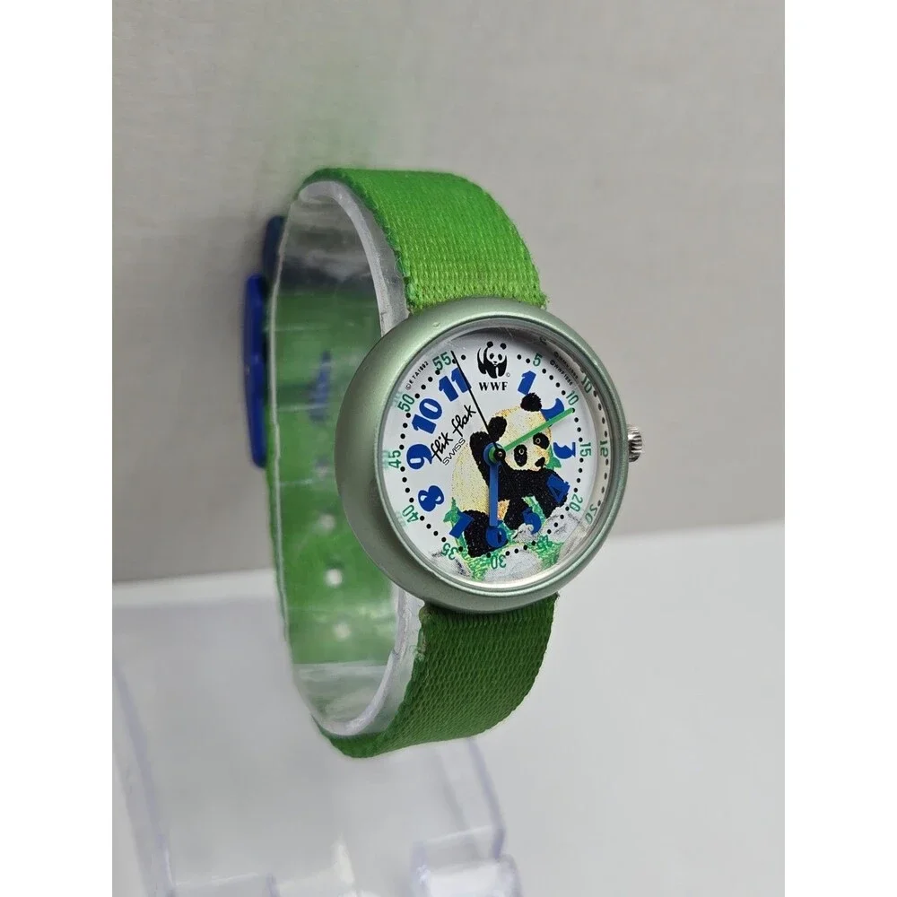 Vintage 1992 Flik Flak by Swatch WWF Panda Swiss Kids Watch Rare New Battery